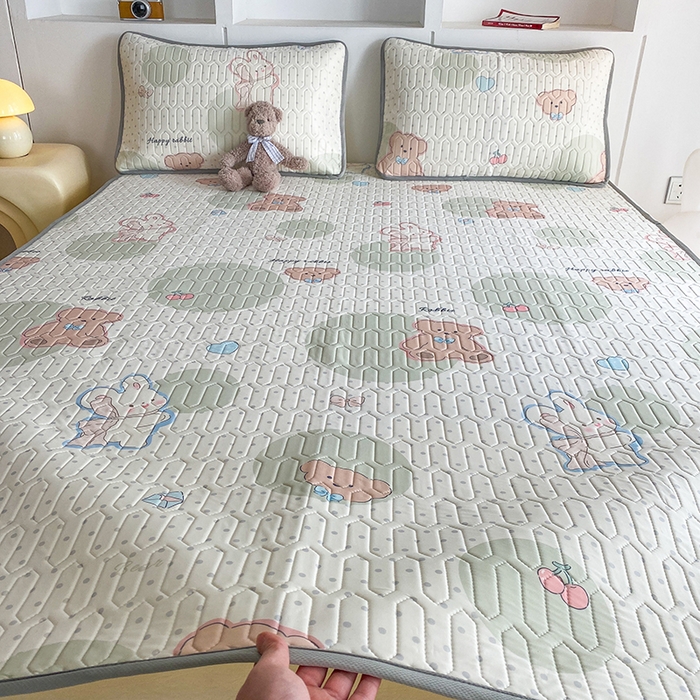 91家纺网 家纺一手货源 找家纺 七里香 2026春夏新款凉感丝数码印花乳胶凉席 印花-气球熊