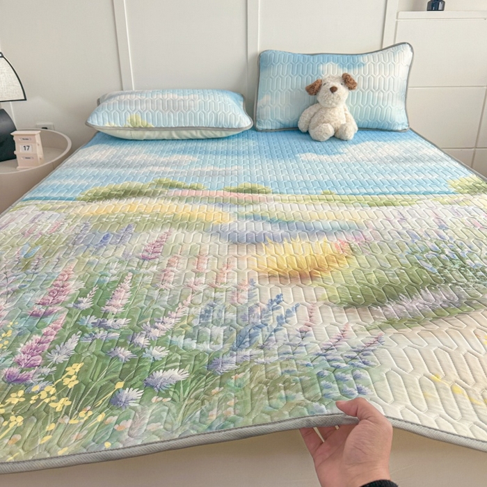 七里香 2026春夏新款凉感丝数码印花乳胶凉席 印花-薰衣草