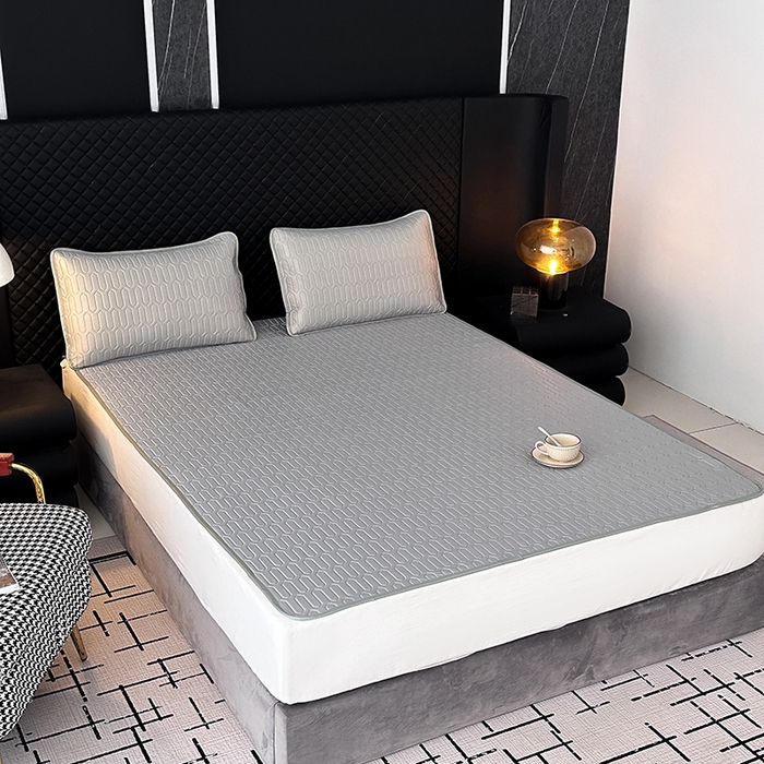 91家纺网 家纺一手货源 找家纺 七里香 2026春夏新款凉感丝数码印花乳胶凉席 纯色-深灰