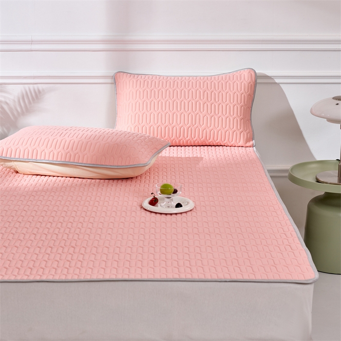 91家纺网 家纺一手货源 找家纺 七里香 2026春夏新款凉感丝数码印花乳胶凉席 纯色-粉玉