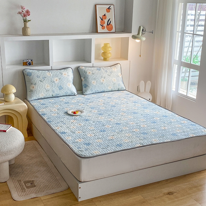 91家纺网 家纺一手货源 找家纺 七里香 2026春夏新款凉感丝数码印花乳胶凉席 印花-花韵