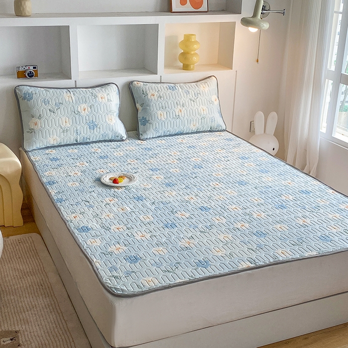 91家纺网 家纺一手货源 找家纺 七里香 2026春夏新款凉感丝数码印花乳胶凉席 印花-花韵