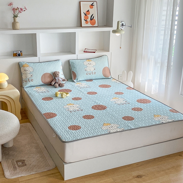 91家纺网 家纺一手货源 找家纺 七里香 2026春夏新款凉感丝数码印花乳胶凉席 印花-乖乖狗