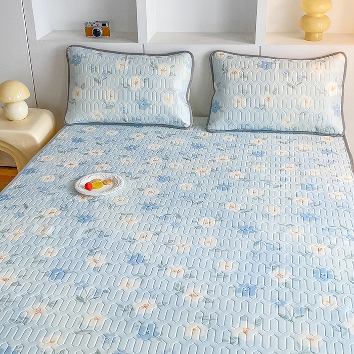 91家纺网 家纺一手货源 找家纺 七里香 2026春夏新款凉感丝数码印花乳胶凉席 印花-花韵