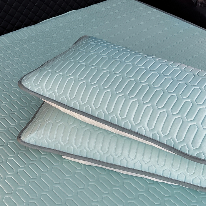 91家纺网 家纺一手货源 找家纺 七里香 2026春夏新款凉感丝数码印花乳胶凉席 纯色-水蓝