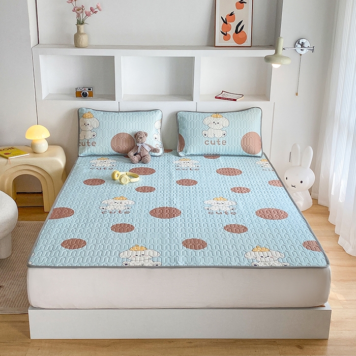 91家纺网 家纺一手货源 找家纺 七里香 2026春夏新款凉感丝数码印花乳胶凉席 印花-乖乖狗