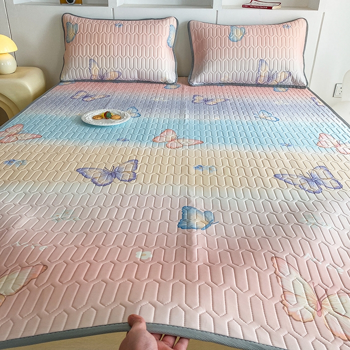 七里香 2026春夏新款凉感丝数码印花乳胶凉席 印花-彩条蝴蝶