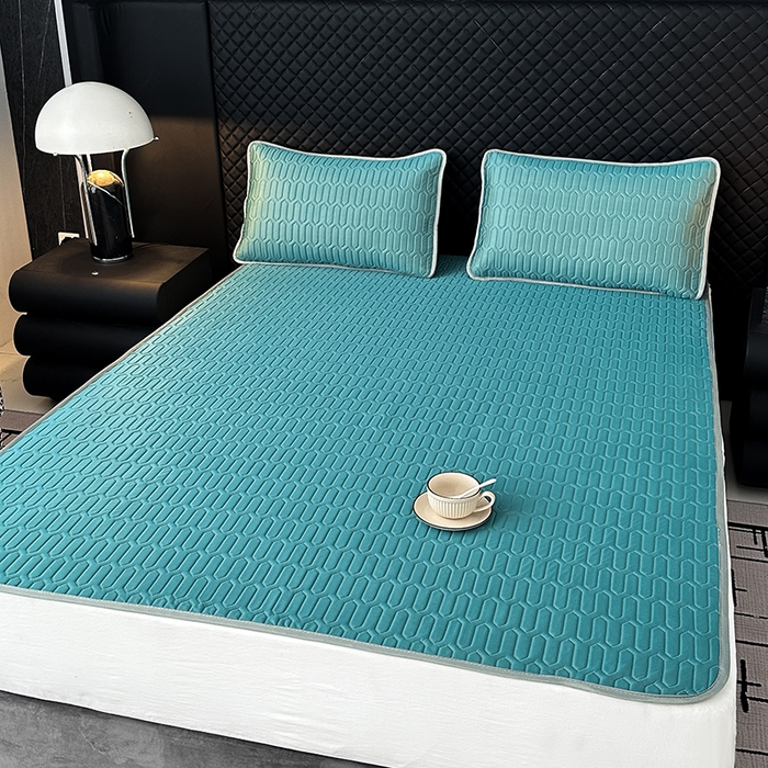 91家纺网 家纺一手货源 找家纺 七里香 2026春夏新款凉感丝数码印花乳胶凉席 纯色-墨绿