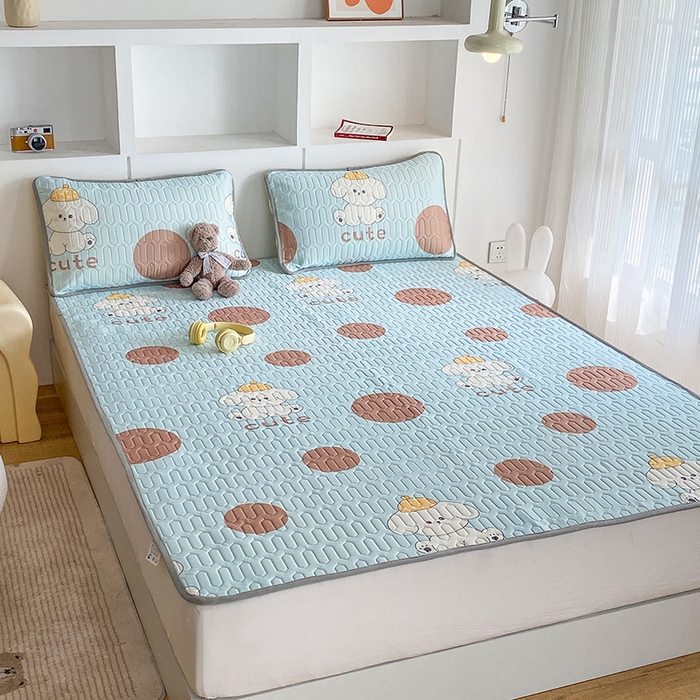 91家纺网 家纺一手货源 找家纺 七里香 2026春夏新款凉感丝数码印花乳胶凉席 印花-乖乖狗