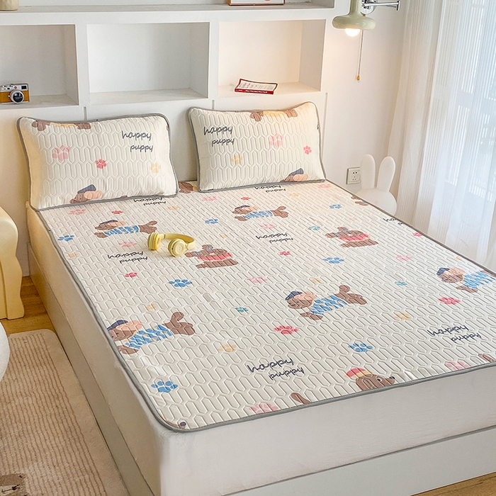 91家纺网 家纺一手货源 找家纺 七里香 2026春夏新款凉感丝数码印花乳胶凉席 印花-开心狗