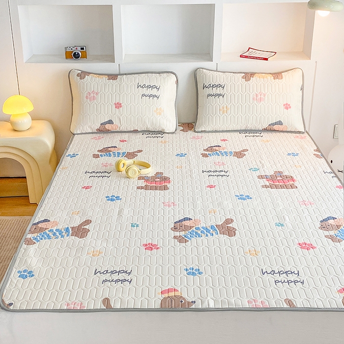 91家纺网 家纺一手货源 找家纺 七里香 2026春夏新款凉感丝数码印花乳胶凉席 印花-开心狗