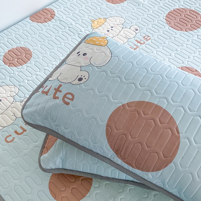 91家纺网 家纺一手货源 找家纺 七里香 2026春夏新款凉感丝数码印花乳胶凉席 印花-乖乖狗