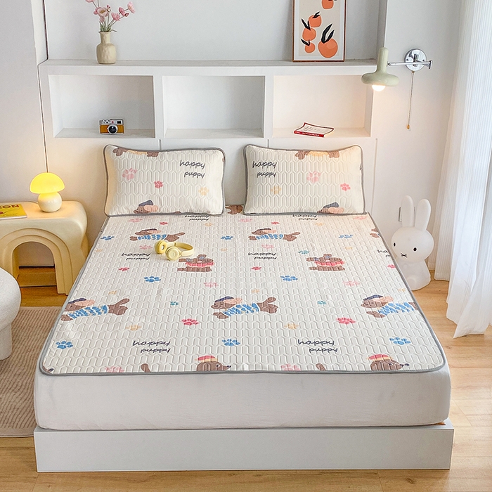 91家纺网 家纺一手货源 找家纺 七里香 2026春夏新款凉感丝数码印花乳胶凉席 印花-开心狗