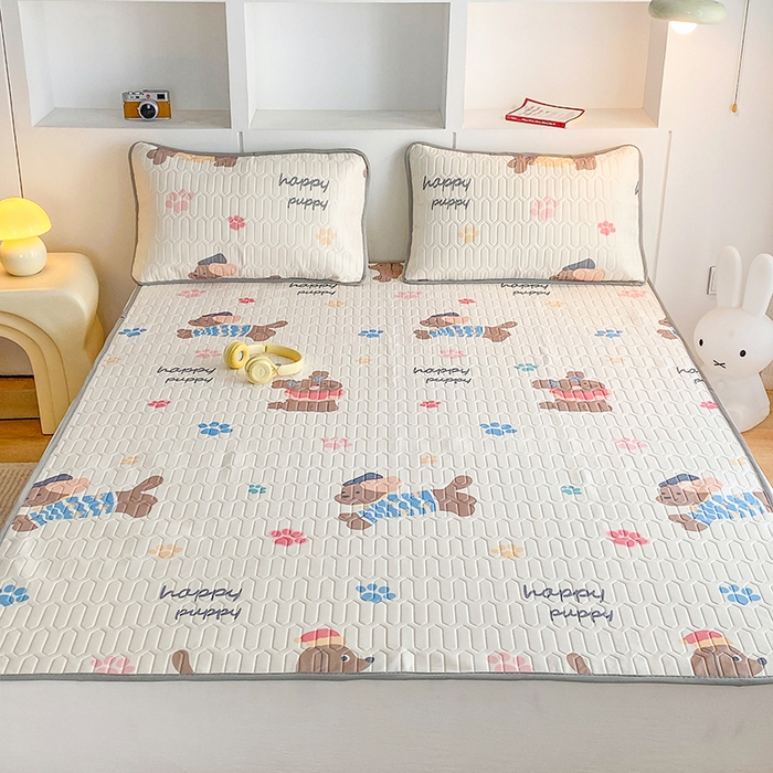 91家纺网 家纺一手货源 找家纺 七里香 2026春夏新款凉感丝数码印花乳胶凉席 印花-开心狗