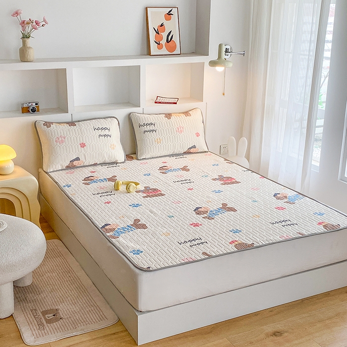 91家纺网 家纺一手货源 找家纺 七里香 2026春夏新款凉感丝数码印花乳胶凉席 印花-开心狗