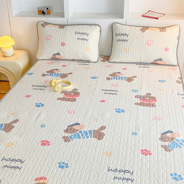 91家纺网 家纺一手货源 找家纺 七里香 2026春夏新款凉感丝数码印花乳胶凉席 印花-开心狗