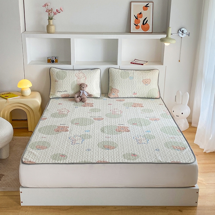 91家纺网 家纺一手货源 找家纺 七里香 2026春夏新款凉感丝数码印花乳胶凉席 印花-气球熊