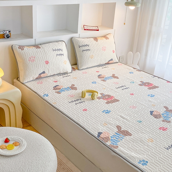 91家纺网 家纺一手货源 找家纺 七里香 2026春夏新款凉感丝数码印花乳胶凉席 印花-开心狗