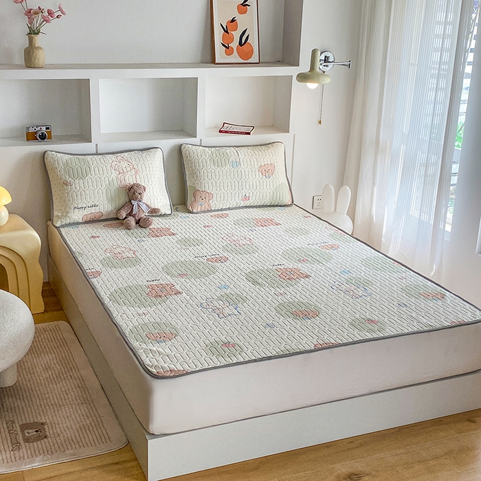 91家纺网 家纺一手货源 找家纺 七里香 2026春夏新款凉感丝数码印花乳胶凉席 印花-气球熊