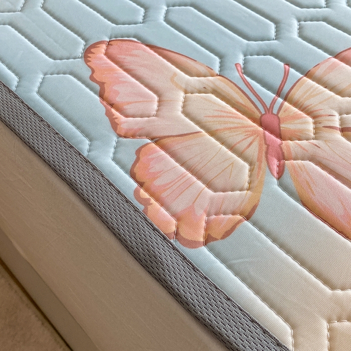 91家纺网 家纺一手货源 找家纺 七里香 2026春夏新款凉感丝数码印花乳胶凉席 印花-彩条蝴蝶