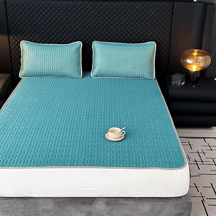 91家纺网 家纺一手货源 找家纺 七里香 2026春夏新款凉感丝数码印花乳胶凉席 纯色-墨绿