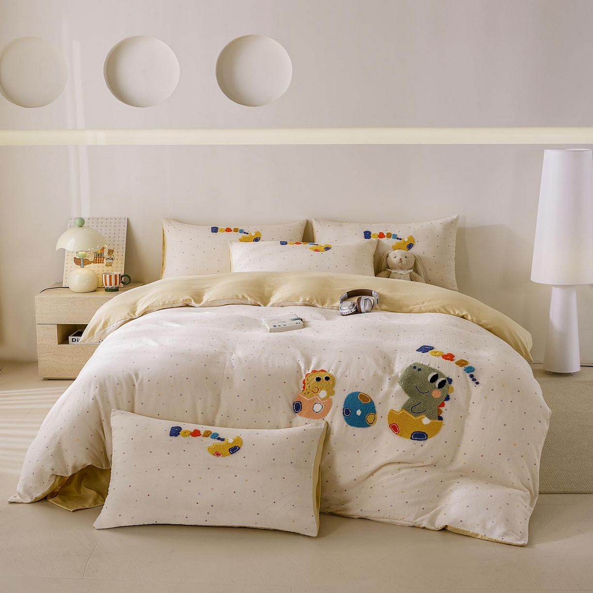 91家纺网 家纺一手货源 找家纺 宜家坊 2026新款A类全棉双层纱毛巾绣四件套 好伙伴