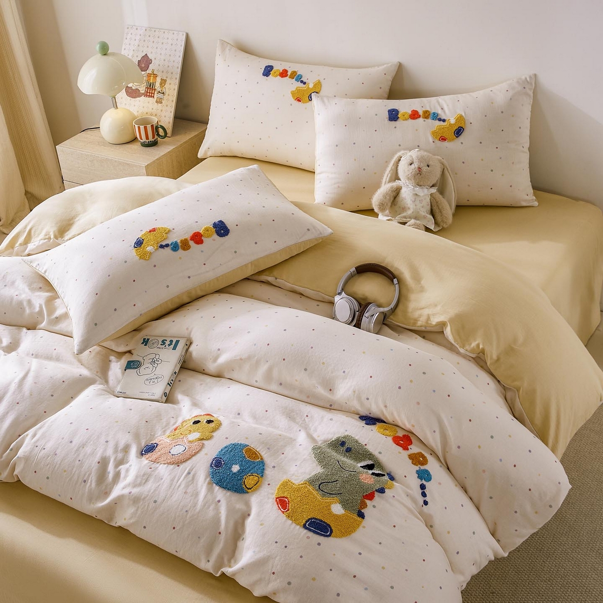 91家纺网 家纺一手货源 找家纺 宜家坊 2026新款A类全棉双层纱毛巾绣四件套 好伙伴