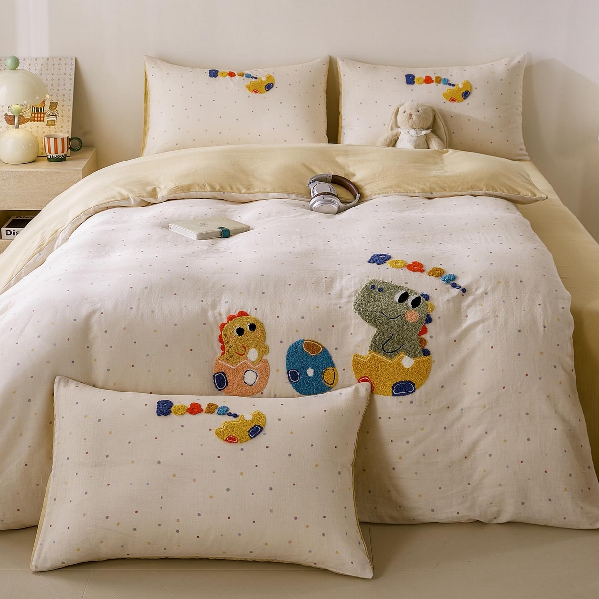 91家纺网 家纺一手货源 找家纺 宜家坊 2026新款A类全棉双层纱毛巾绣四件套 好伙伴