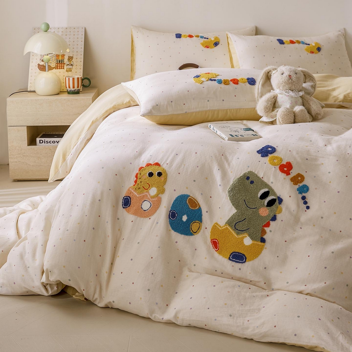 91家纺网 家纺一手货源 找家纺 宜家坊 2026新款A类全棉双层纱毛巾绣四件套 好伙伴