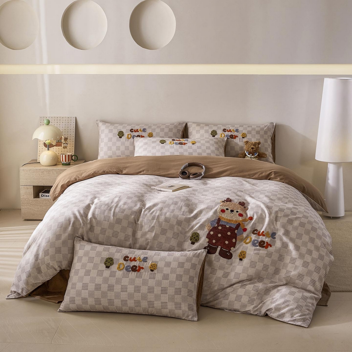 91家纺网 家纺一手货源 找家纺 宜家坊 2026新款A类全棉双层纱毛巾绣四件套 鹿林