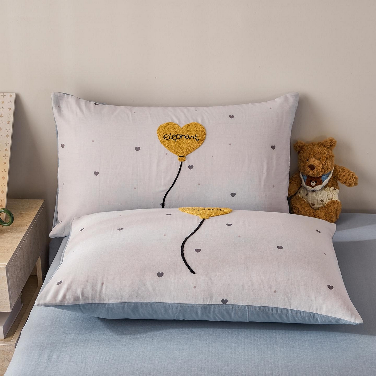 91家纺网 家纺一手货源 找家纺 宜家坊 2026新款A类全棉双层纱毛巾绣四件套 气球小象