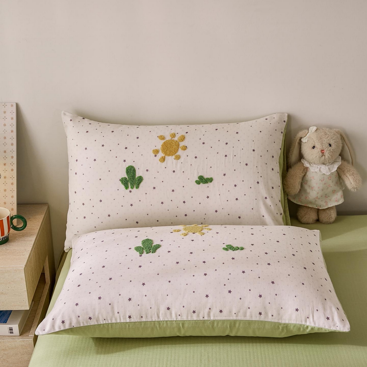 91家纺网 家纺一手货源 找家纺 宜家坊 2026新款A类全棉双层纱毛巾绣四件套 沁凉