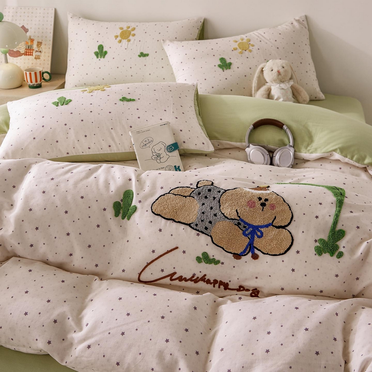 91家纺网 家纺一手货源 找家纺 宜家坊 2026新款A类全棉双层纱毛巾绣四件套 沁凉