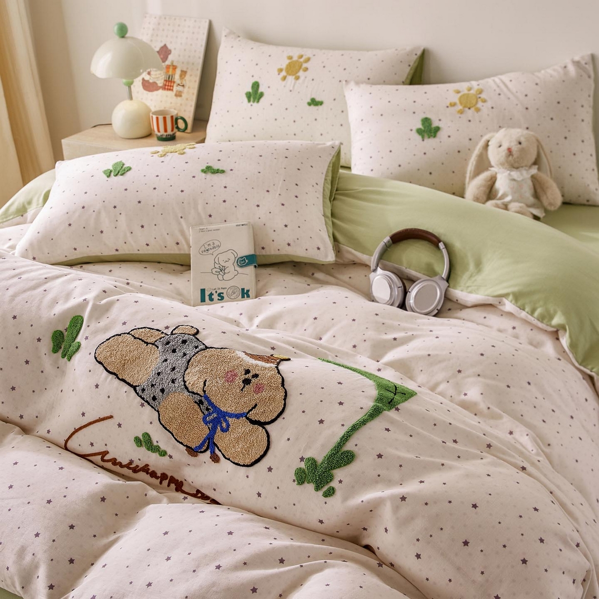 91家纺网 家纺一手货源 找家纺 宜家坊 2026新款A类全棉双层纱毛巾绣四件套 沁凉