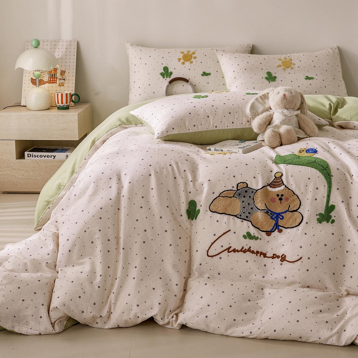 91家纺网 家纺一手货源 找家纺 宜家坊 2026新款A类全棉双层纱毛巾绣四件套 沁凉