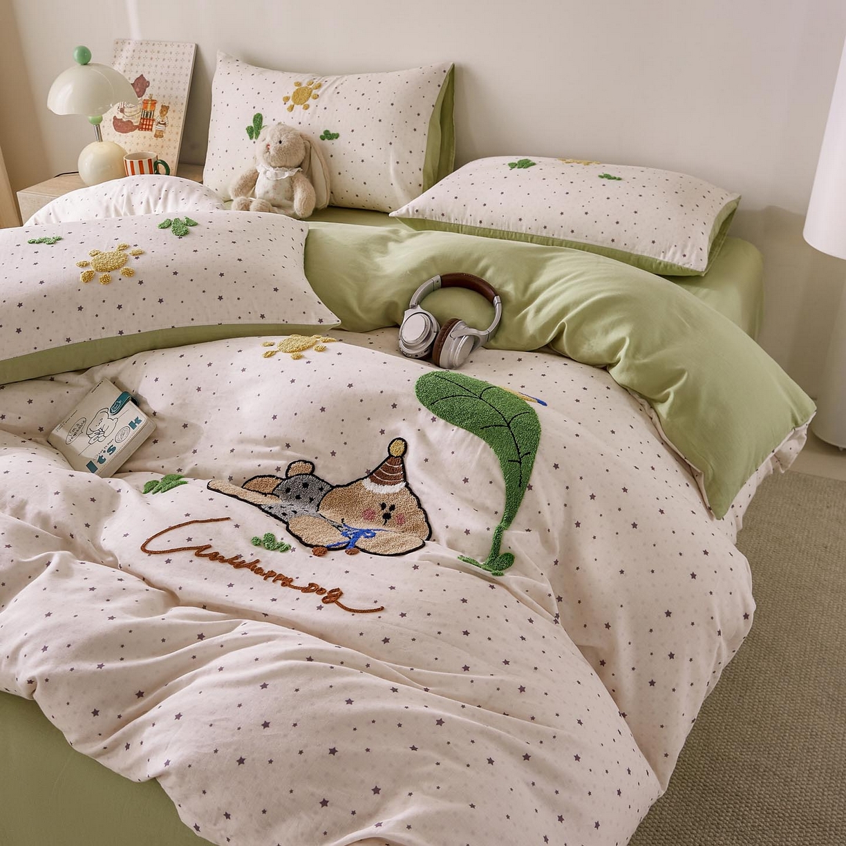 91家纺网 家纺一手货源 找家纺 宜家坊 2026新款A类全棉双层纱毛巾绣四件套 沁凉