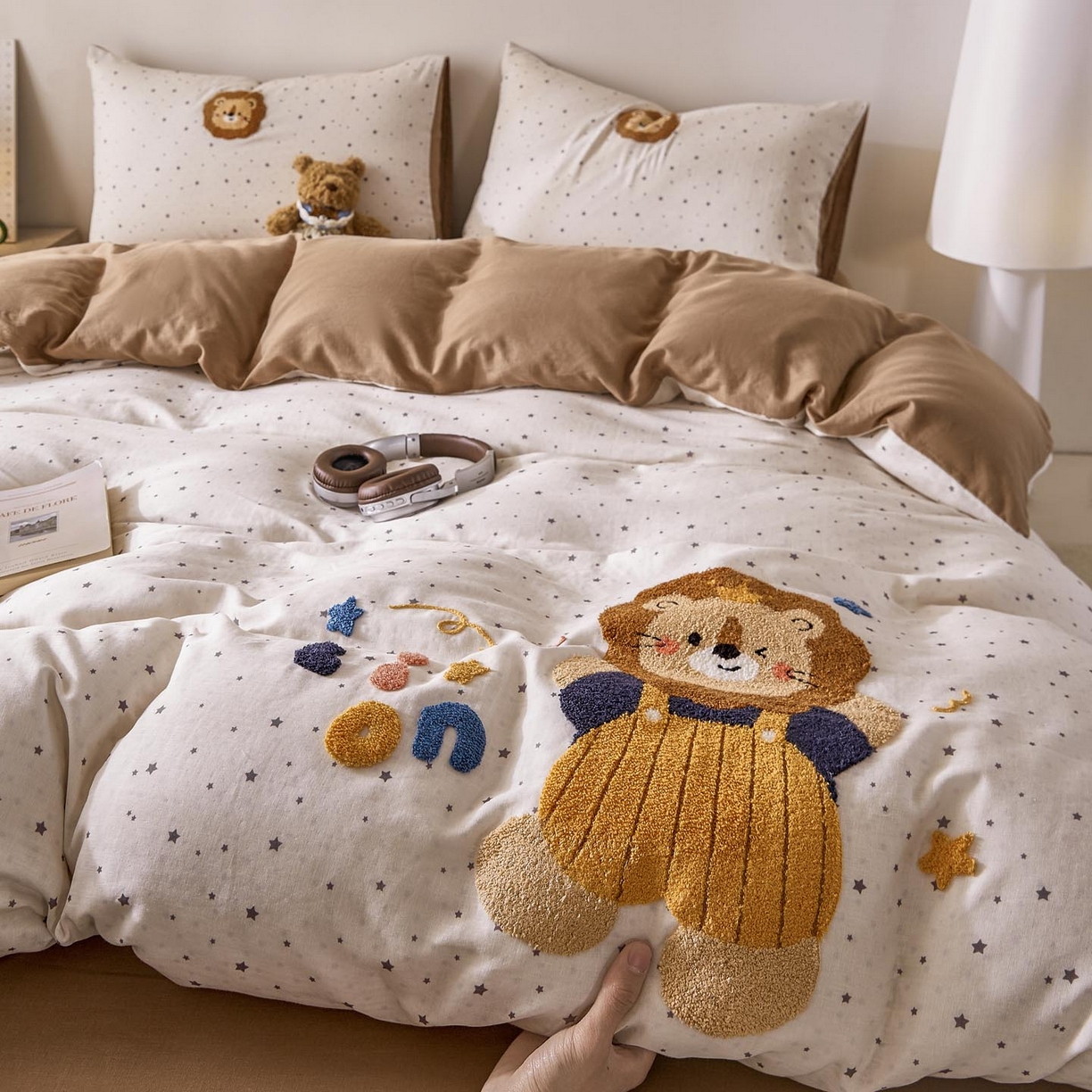 宜家坊 2026新款A类全棉双层纱毛巾绣四件套 王者归来