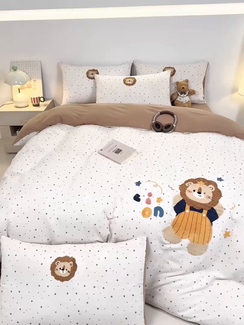 91家纺网 家纺一手货源 找家纺 宜家坊 2026新款A类全棉双层纱毛巾绣四件套 王者归来