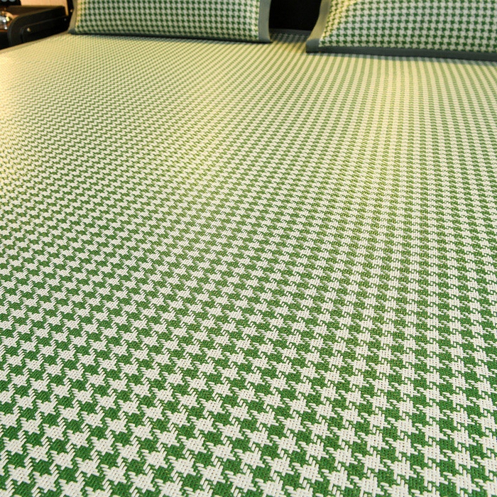 91家纺网 家纺一手货源 找家纺 苏迪网销供货 2026年新款凉席全包双面藤席反面冰丝席 千鸟格-绿