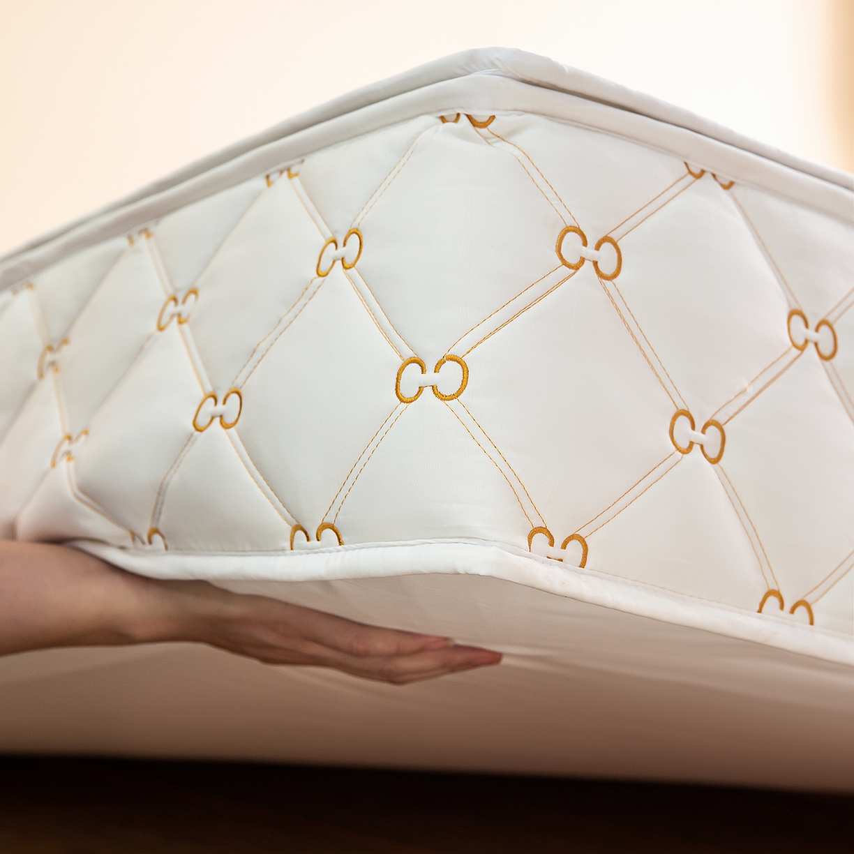 91家纺网 家纺一手货源 找家纺 云木里 2026新款绣花磨毛水洗棉六面全包床笠床垫保护套拉链床笠 床笠单件 刺绣款-白色-五面夹棉