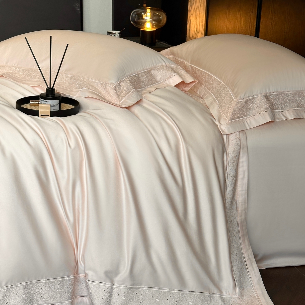 91家纺网 家纺一手货源 找家纺 时亿家居 2026新款100s长绒棉全棉纯棉四件套-奥斯丁 奥斯丁-初恋粉