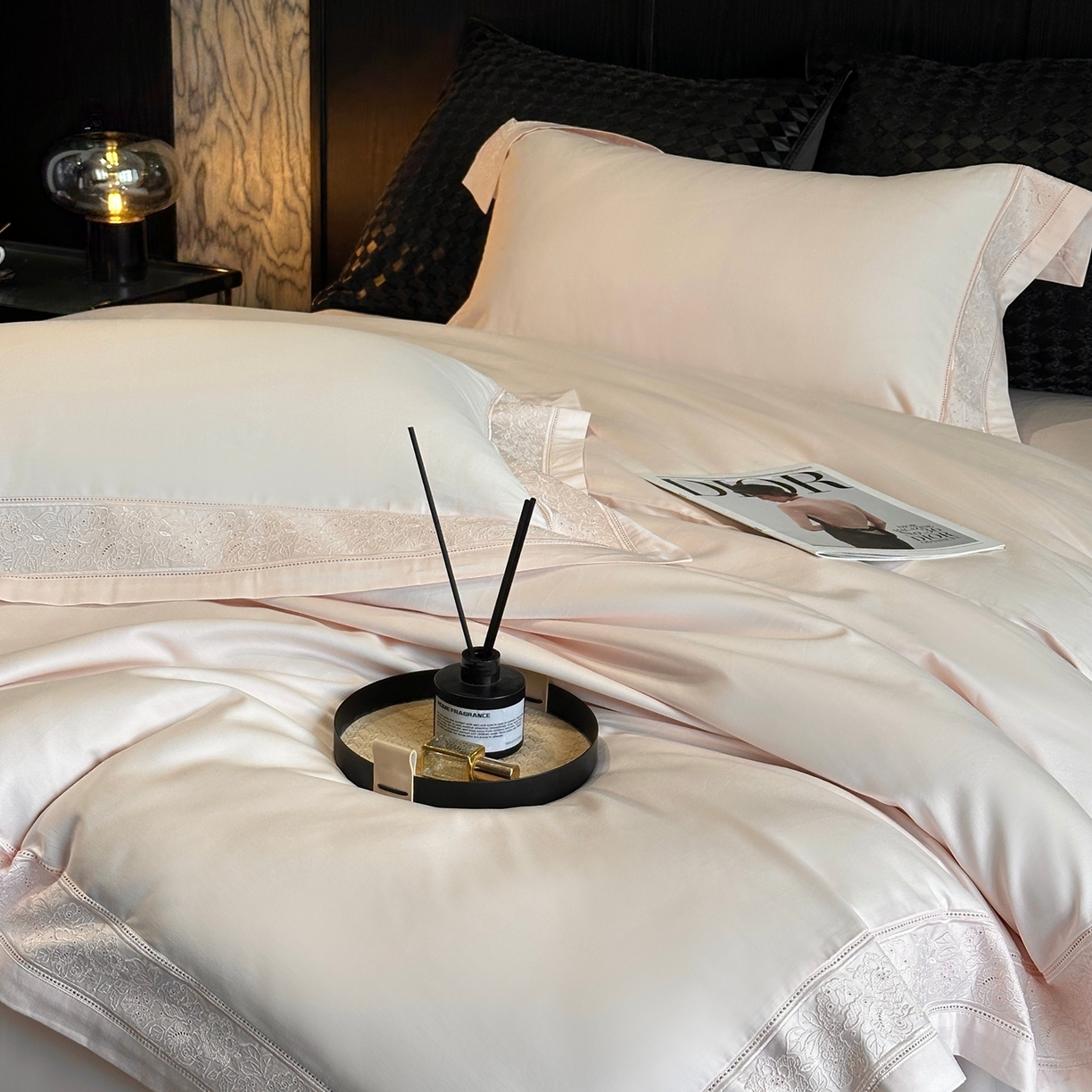 91家纺网 家纺一手货源 找家纺 时亿家居 2026新款100s长绒棉全棉纯棉四件套-奥斯丁 奥斯丁-初恋粉