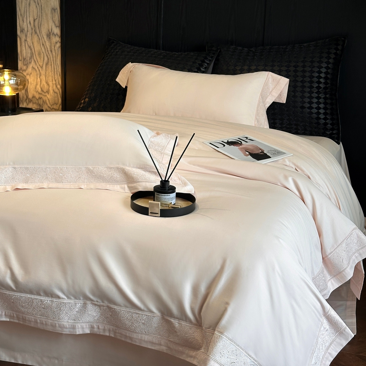 91家纺网 家纺一手货源 找家纺 时亿家居 2026新款100s长绒棉全棉纯棉四件套-奥斯丁 奥斯丁-初恋粉