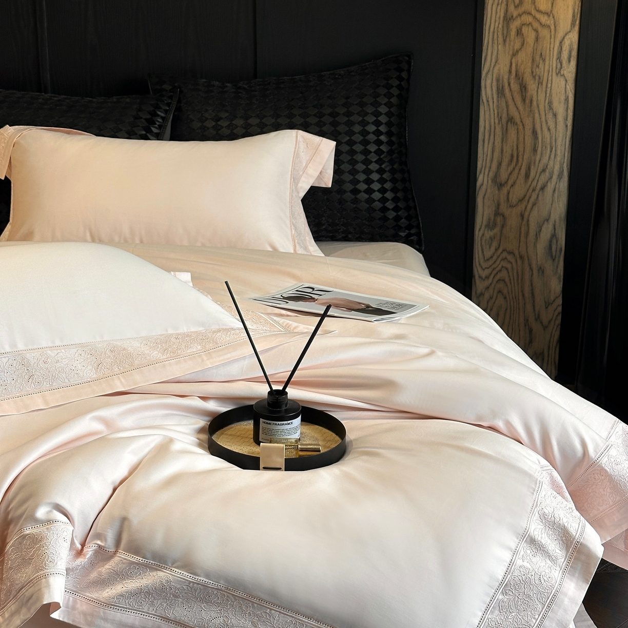 91家纺网 家纺一手货源 找家纺 时亿家居 2026新款100s长绒棉全棉纯棉四件套-奥斯丁 奥斯丁-初恋粉