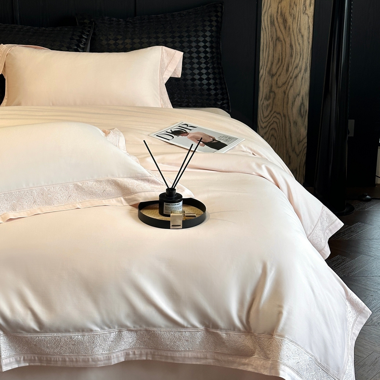 91家纺网 家纺一手货源 找家纺 时亿家居 2026新款100s长绒棉全棉纯棉四件套-奥斯丁 奥斯丁-初恋粉