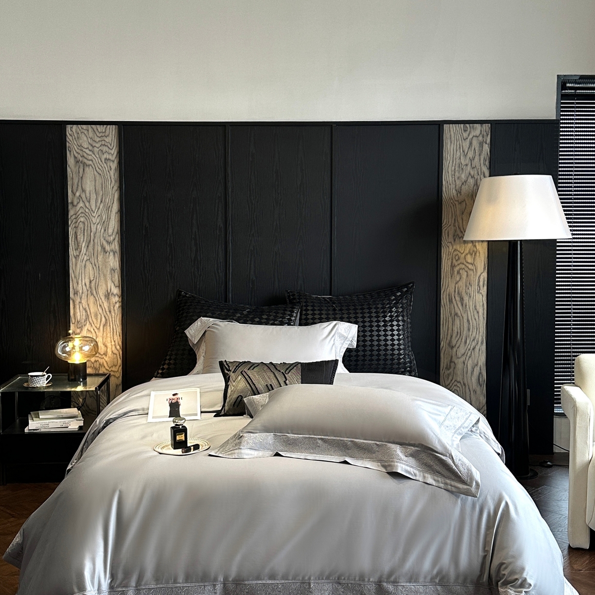 91家纺网 家纺一手货源 找家纺 时亿家居 2026新款100s长绒棉全棉纯棉四件套-奥斯丁 奥斯丁-时空灰