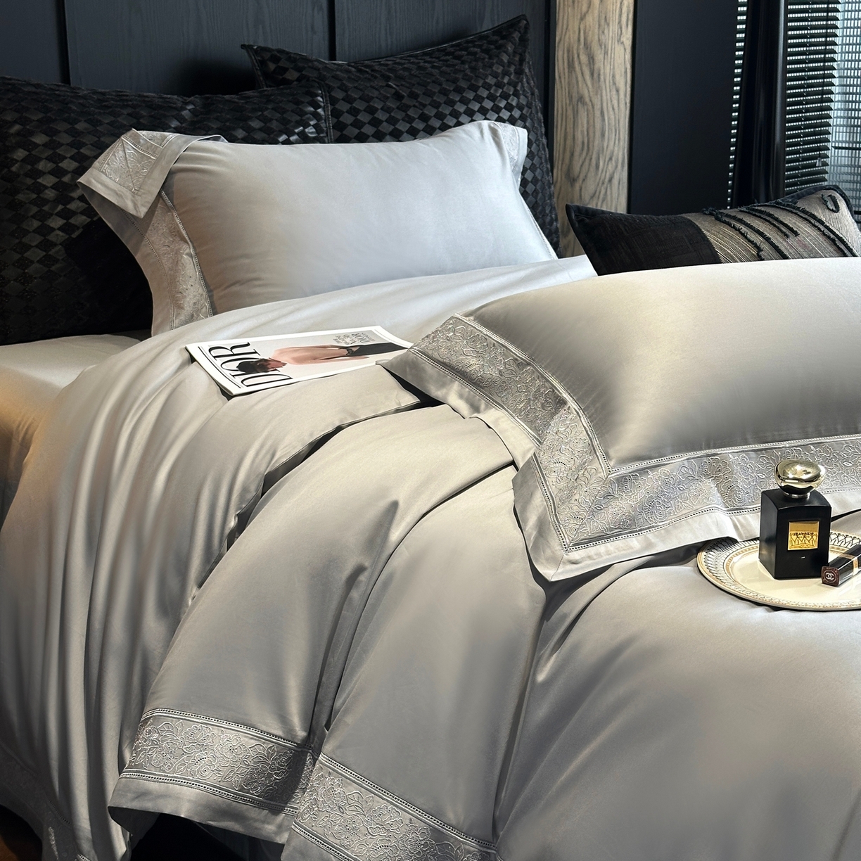 时亿家居 2026新款100s长绒棉全棉纯棉四件套-奥斯丁 奥斯丁-时空灰