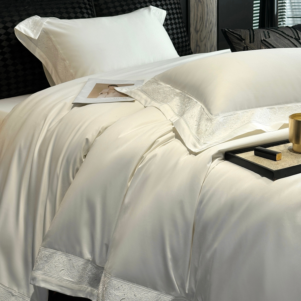 时亿家居 2026新款100s长绒棉全棉纯棉四件套-奥斯丁 奥斯丁-本白