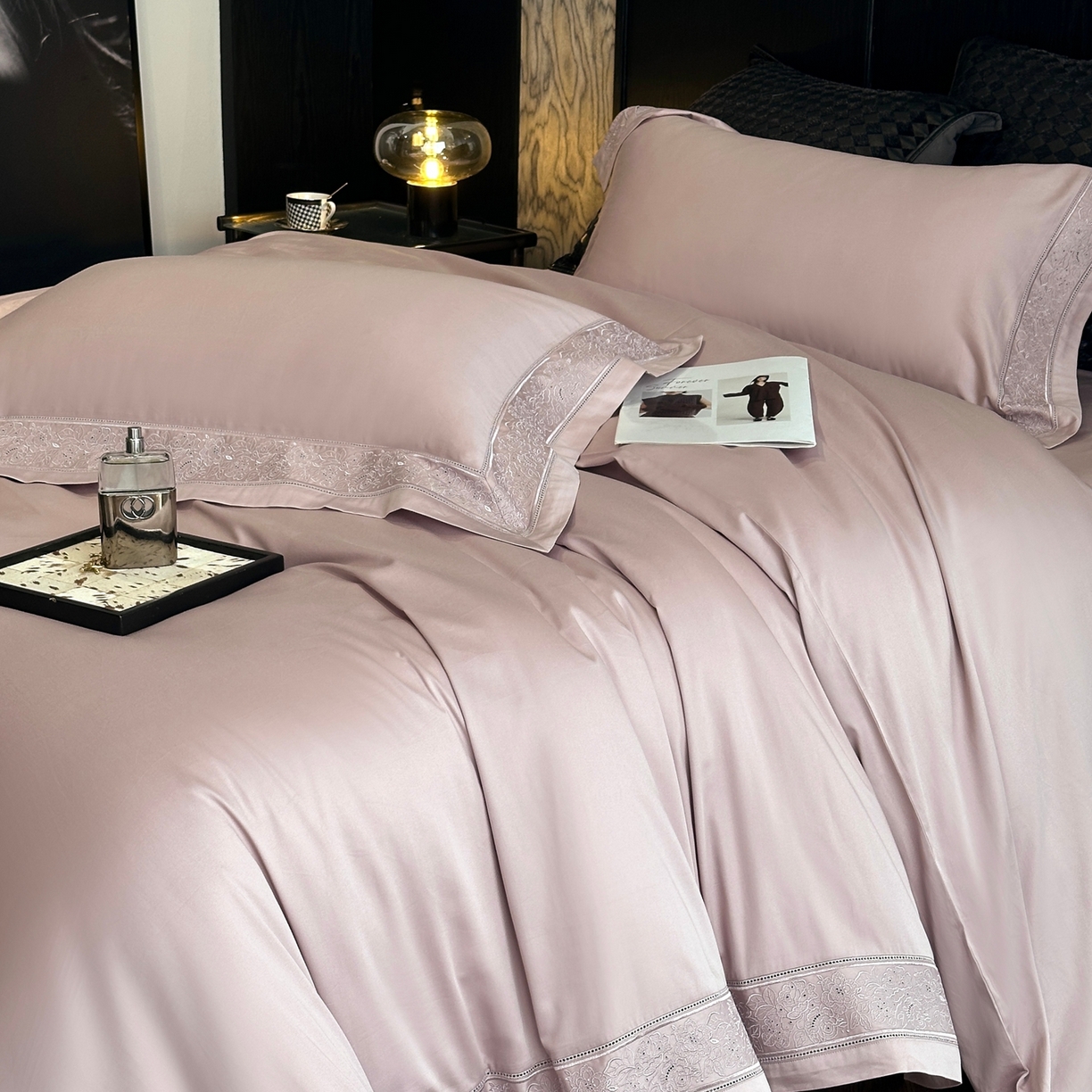 91家纺网 家纺一手货源 找家纺 时亿家居 2026新款100s长绒棉全棉纯棉四件套-奥斯丁 奥斯丁-梦幻紫