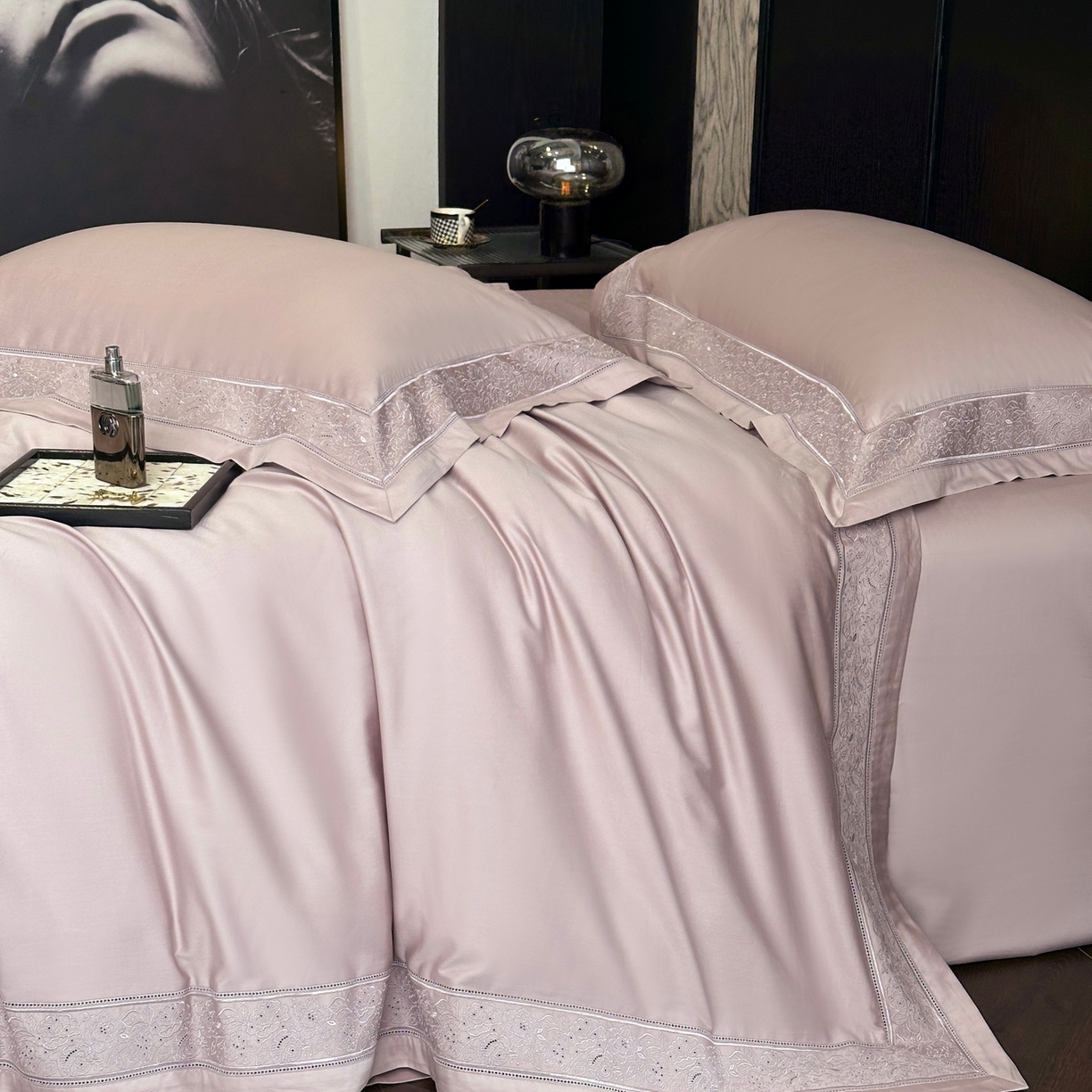 91家纺网 家纺一手货源 找家纺 时亿家居 2026新款100s长绒棉全棉纯棉四件套-奥斯丁 奥斯丁-梦幻紫